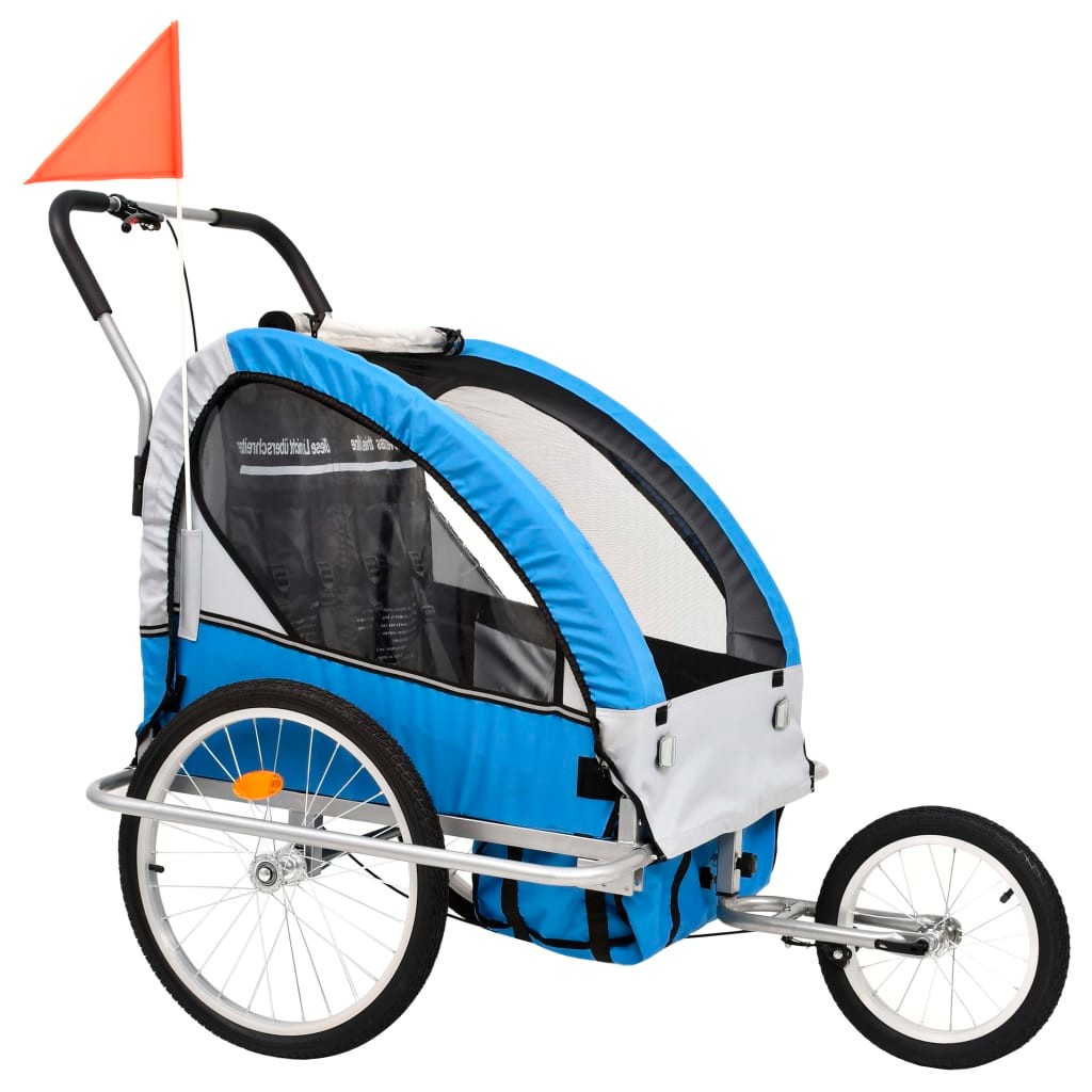 2-in-1 Kids' Bicycle Trailer & Stroller Dark Blue and Grey 16 2-in-1 Kids Bicycle Trailer & Stroller Dark Blue and Grey
